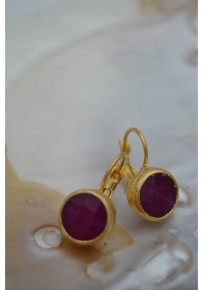 Stoneage Jade Taşli Tasarim Küpe Altın
