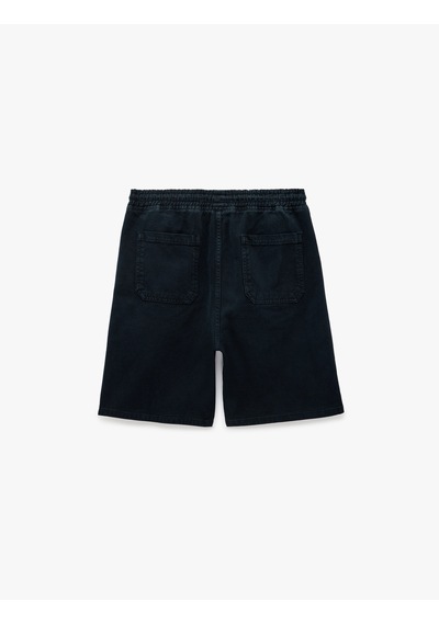 Koton Pamuklu Rahat Kalıp Jogger Beli Bağcıklı Bermuda Jean Şort Lacivert 6sam40410nd