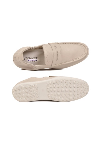 Voyager Erkek Hakiki Deri Loafer Mokasen Ayakkabı Hafızalı Taban Hafif Smart Casual Ekru M420 M