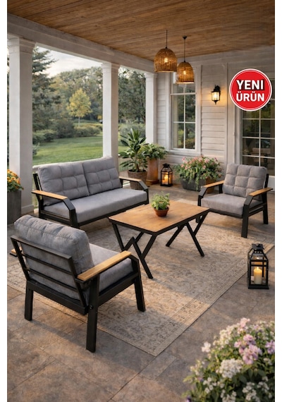Ard & Garden Kavacık 2+1+1 Masalı Gri Bahçe Oturma Takımı Balkon, Teras, Veranda, Minderli Metal Koltuk Takımı Gri Ard & Garden Kavacık 2+1+1 Masalı Gri Bahçe Oturma Takımı Balkon, Teras, Veranda, Minderli Metal Koltuk Takımı Gri