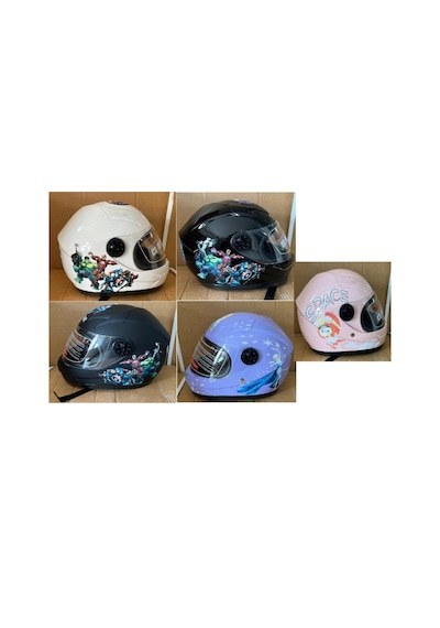 Kask Çocuk Model Full Face Siyah - Kırmızı - Beyaz