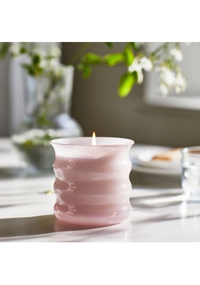 Ikea Lugnare Cam Kaplı Kokulu Mum 10 X 9,5 Cm Yasemin Pembe
