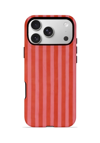 Apple iPhone Uyumlu 17 Pro Max Vorian Çift Katmanlı Magsafe Kılıf Tomato Red Stripe