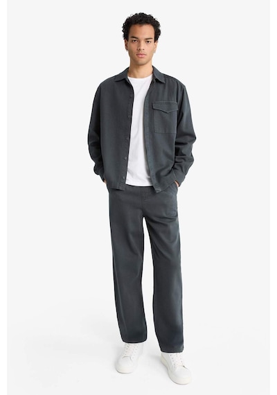 Defacto Boxy Fit Polo Yaka Twill Uzun Kollu Gömlek F7124ax25auar104 Antrasit