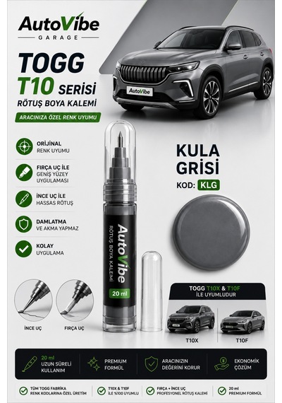 Togg Kula Grisi Rötuş Boyası Kalemi 2'si 1 Arada Tam Uyumlu