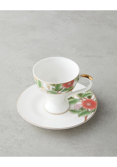 English Home Garden Dream New Bone China 4 Parça 2 Kişilik Kahve Fincan Takımı 90 Ml Yeşil-beyaz Yeşil-beyaz
