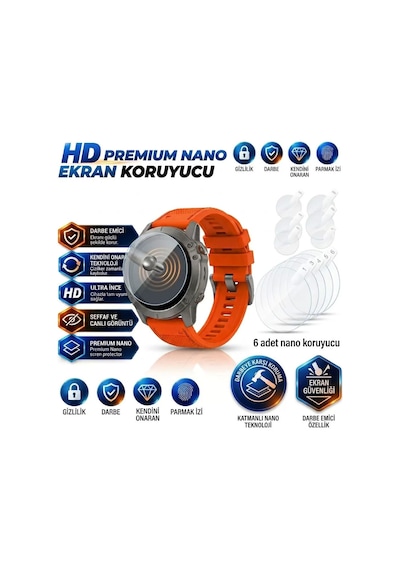 Amazfıt Verge Lite Uyumlu 6 Adet Hd Şeffaf Nano Hidrojel Ekran Koruyucu Kırılmaz Darbe Emici Tpu Film