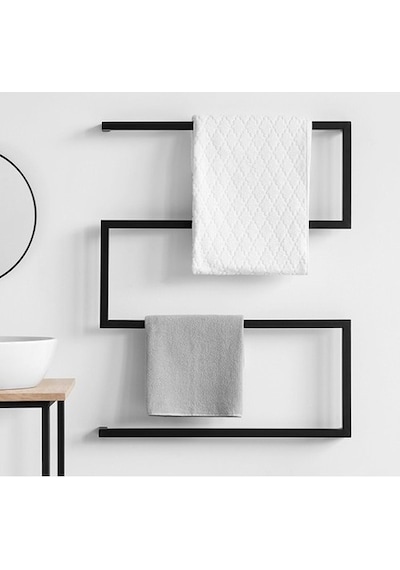 Havluluk Metal Banyo Askılığı Duvara Monteli Havluluk Siyah