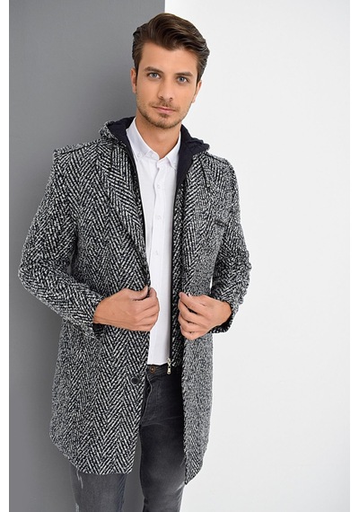 Plt9371 Dewberry Erkek Palto-desenli Lacivert Desenli Lacivert