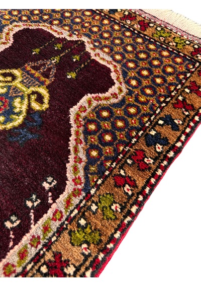 El Dokuma Küçük Namazlık 64x110 Bordo Kök Boya Namazlık Bordo