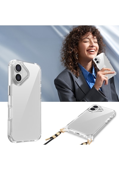 Zore İphone 16 Kılıf Airbagli Takılabilir Askı Aparatlı Nvth Snap Silikon Kapak - Şeffaf
