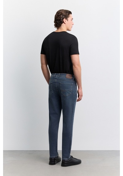 Avva Erkek İndigo Eskitme Yıkamalı Pamuklu Elastan Roma Crop Slim Fit Jean Pantolon A62y3529