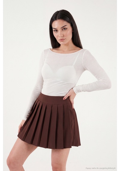 Lela Kayık Yaka Transparan Triko Bluz Kadın Bluz 5866879 Ekru