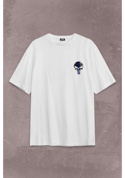 The Crazy Punisher Cezalandırıcı Frank Castle Sırt Ön Baskılı Oversize Tişört Unisex T-shirt 001