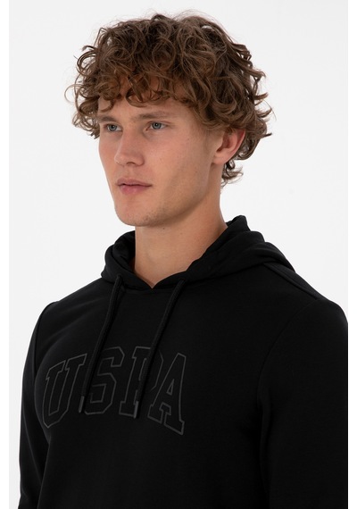 U.S. Polo Assn. Erkek Regular Fit Kapüşonlu Siyah Basic Sweatshirt 50315663-VR046