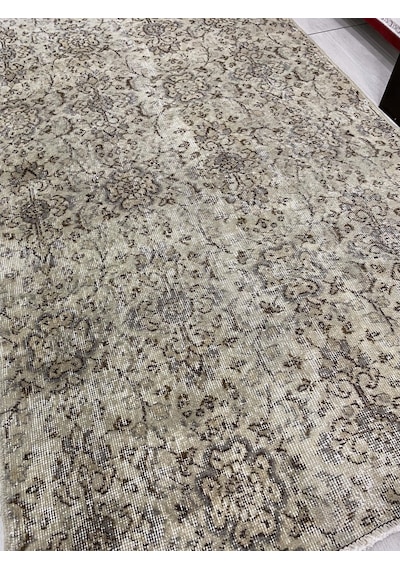 El Dokuma Eskitme 120X205 Krem Naturel %100 Yün Vintage Halı ! Krem