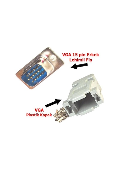 Electroon Vga 15Pin Erkek Fiş Lehimli Kapak 15Adet