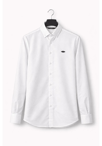 Classics Men Cafes Uzun Kol Slim Fit Erkek Oxford Gömlek - 7577 Beyaz
