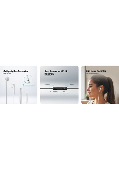 Ttec-rio 3 Classic 3.5mm Stereo Mikrofonlu Kulakiçi Kablolu Kulaklık Beyaz