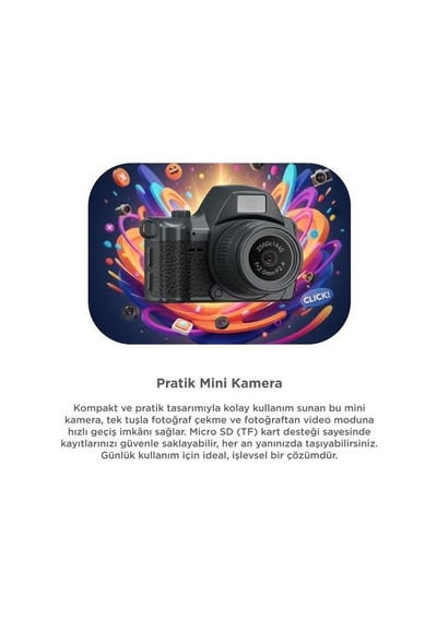 Torima Dijital Fotoğraf Makineleri Video Mini Kamera 2k Video 128gb Destekli Cmr42 Siyah