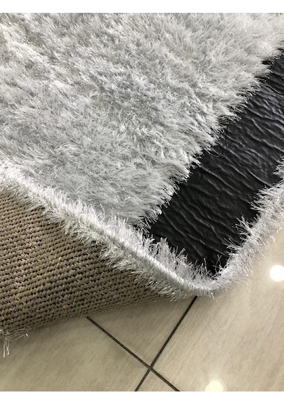 Saray Halı Simli Deri 125X180 Gri Siyah Beyaz Derili Simli Halı !