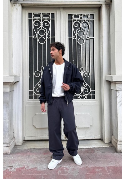Flaw Bel Lastikli Baggy Gabardin Pantolon Füme Füme