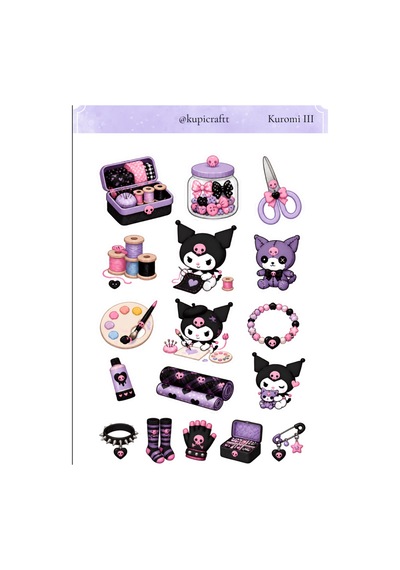 5 Sayfa Kuromi Sticker Seti- Kuromi Sticker 0