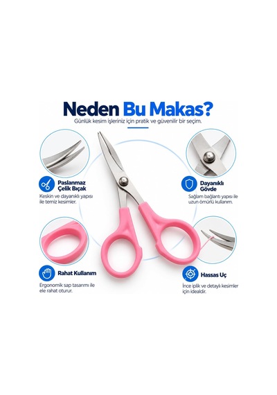 Nakış Makası 10 Cm, Kıvrık Uçlu Nakış, Dikiş Ve İplik Makası