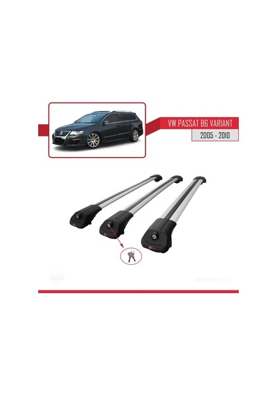 Volkswagen Passat B6 Varıant 2005-2010 Arası İle Uyumlu Ace-1 Ara Atkı Tavan Barı Gri 3 Adet Bar