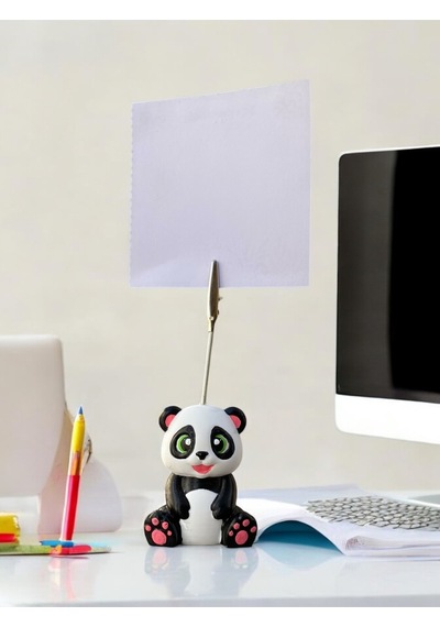 Sevimli Mutlu Panda Fotoğraf Not Tutacağı Hediyelik Not Tutucu Siyah