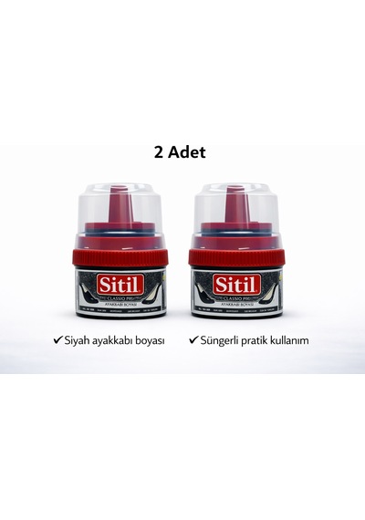 Vexor Sitil Classic Ayakkabı Boyası Siyah Parlatıcı Süngerli 2 Adet Beyaz