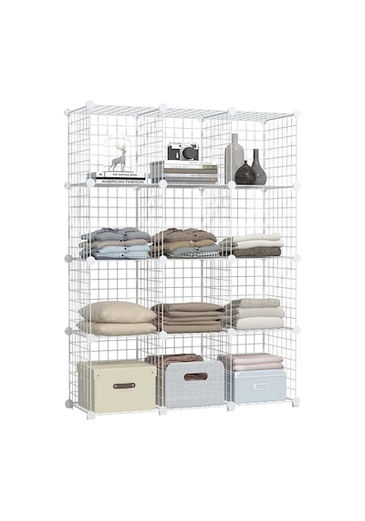 12 Bölmeli Beyaz Renk Metal Tel Portatif Organizer Oyuncak Dolabı