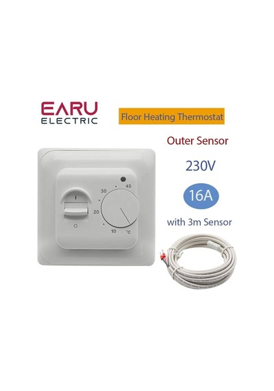 Elektrikli Yerden Isıtma Oda Termostatı Manuel Yerden Isıtma Kablosu Termostat 220 V 16a Sıcaklık Kontrol Ölçer Sensörlü