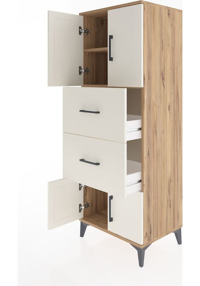 Hyperion Dolap 2 Raflı 2 Çekmeceli 4 Kapaklı 60x44x163 Çam-ay... Çam