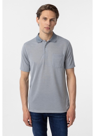 Süvari Gri Regular Armürlü Polo Yaka Tişört