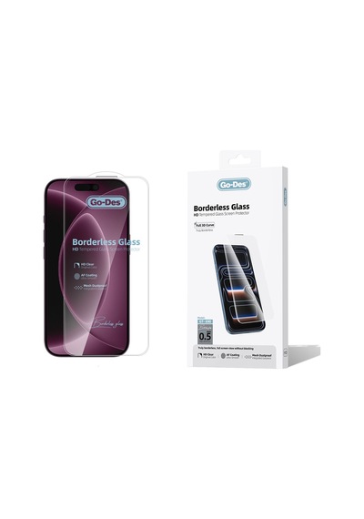 İphone 17 Pro Max Uyumlu Go Des Borderless Temperli Cam Ekran Koruyucu Şeffaf