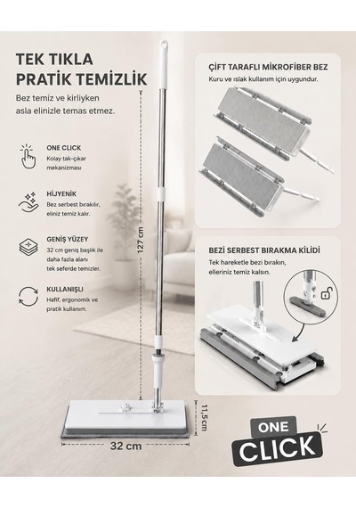 Akıllı Mop Krafz One Click Otomatik Bez Yakalayan Temizlik Seti - Kıskaçlı Duvar Ve Yer Yüzey Mopu, Tüm Bezlerle Ve Islak Mendille Uyumlu El Değmeden Bez Değiştiren 2 Adet Mikrofiber Bez Hediyeli Çok Renkli Akıllı Mop Krafz One Click Otomatik Bez Yakalayan Temizlik Seti - Kıskaçlı Duvar Ve Yer Yüzey Mopu, Tüm Bezlerle Ve Islak Mendille Uyumlu El Değmeden Bez Değiştiren 2 Adet Mikrofiber Bez Hediyeli Çok Renkli