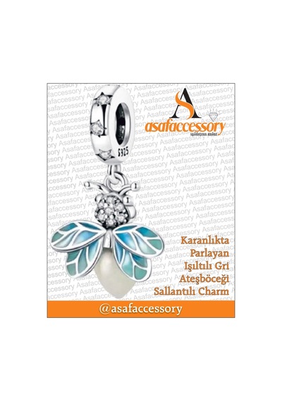 Işıltılı Gri Ateşböceği Charm Asafaccessory Gümüş
