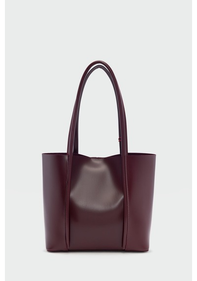 Shule Bags Pebbled Omuz Çantası Bordo Bordo