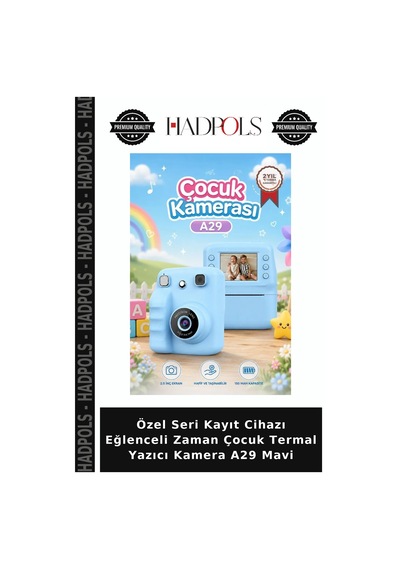 Özel Seri Kayıt Cihazı Eğlenceli Zaman Çocuk Termal Yazıcı Kamera A29 Mavi