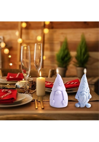 Apeksdesign Yılbaşı Özel Noel Baba & Noel Cüce Sedefli Mum - Koku Seçenekli