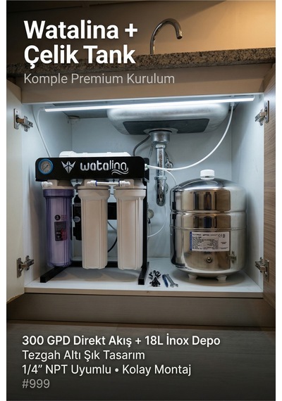 Pae S-1800 Tank Silver 4,8 Galon 18 Litre Paslanmaz Çelik Ters Ozmoz Su Depolama Tankı