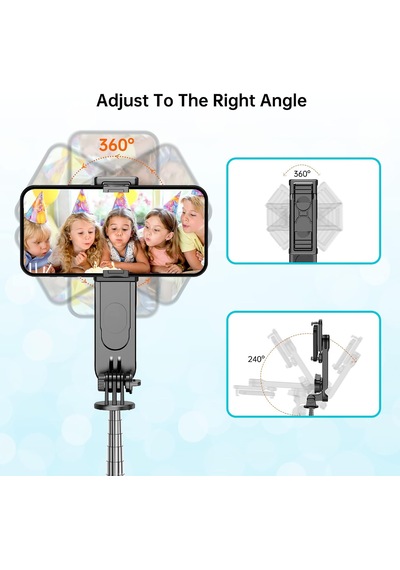 Çıkarılabilir Dolgu Işıklı Sabit Selfie Çubuğu Tripod, İphone, Samsung, Huawei, Sony Ve Diğer Akıllı Telefonlar İçin Kablosuz Uzaktan Kumandalı 360 Dönebilen Genişletilebilir Cep Telefonu Tripodu