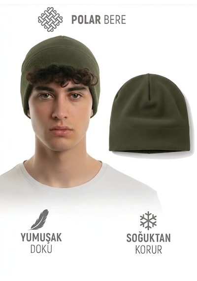 Qulothes Qu-tex Extra Kalın Termal Polar Soğuk Geçirmez Bere Unisex Pamuklu Kışlık Şapkaa Haki