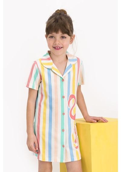 U.s. Polo Assn Lisanslı Striped Vanilya Kız Çocuk Elbise 5274-27047 Ekru