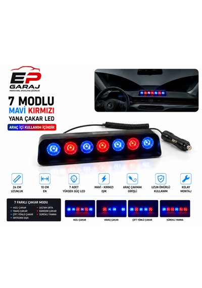 Üniversal Bütün Araçlara Uyumlu S6 / S7 Hıgh Power Mavi Kırmızı Led Çakar 0