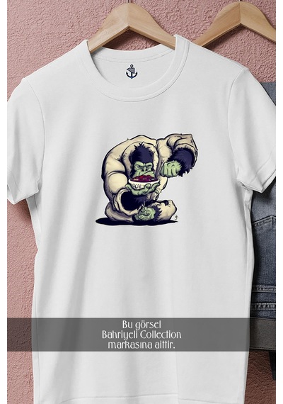 Oversize Gorilla Brazilian Jiu-jitsu Gi Tasarımlı Unisex T-shirt Beyaz