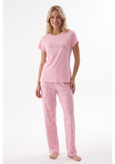 Nbb Kadın Pembe Bloom Bisiklet Yaka Pijama Takımı