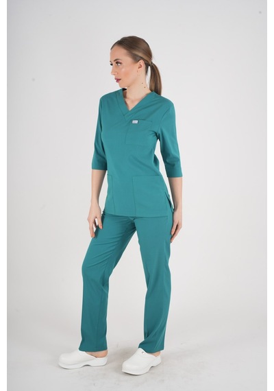 Unisex Ameliyat Yeşili Violet Model Scrubs Takım Doktor Hemşire Üniforması Ameliyat Yeşili