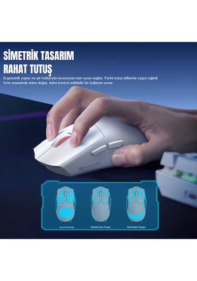 Dark Alien X1 Kablosuz 3 Modlu Oyuncu Mouse- 59 Gram 400 Mah Batarya- Makrolu Diğer